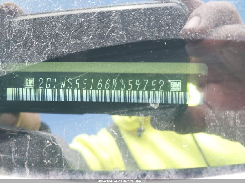 2006 Chevrolet Impala Police VIN: 2G1WS551669359752 Lot: 43614024