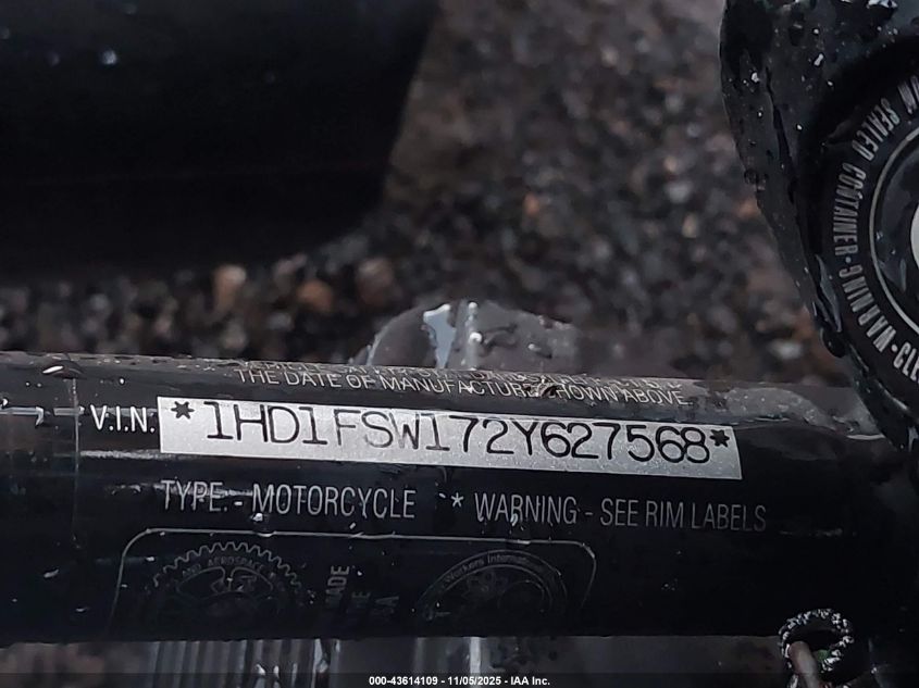 2002 Harley-Davidson Fltri VIN: 1HD1FSW172Y627568 Lot: 43614109