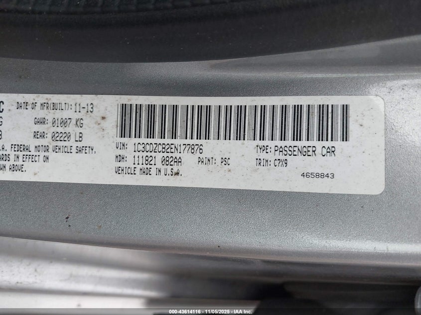 2014 DODGE AVENGER SXT 1C3CDZCB2EN177876