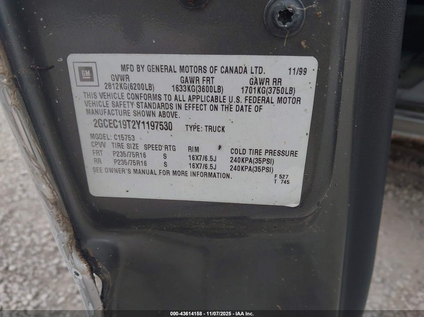 2GCEC19T2Y1197530 2000 CHEVROLET SILVERADO photo no. 9