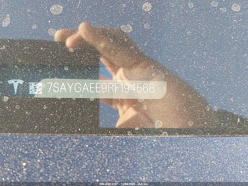 2024 Tesla Model Y Long Range Dual Motor All-Wheel Drive VIN: 7SAYGAEE9RF194568 Lot: 43614187