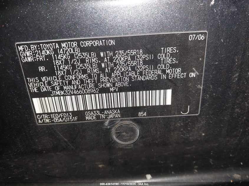JTMBK32V466008962 2006 TOYOTA RAV 4 photo no. 9