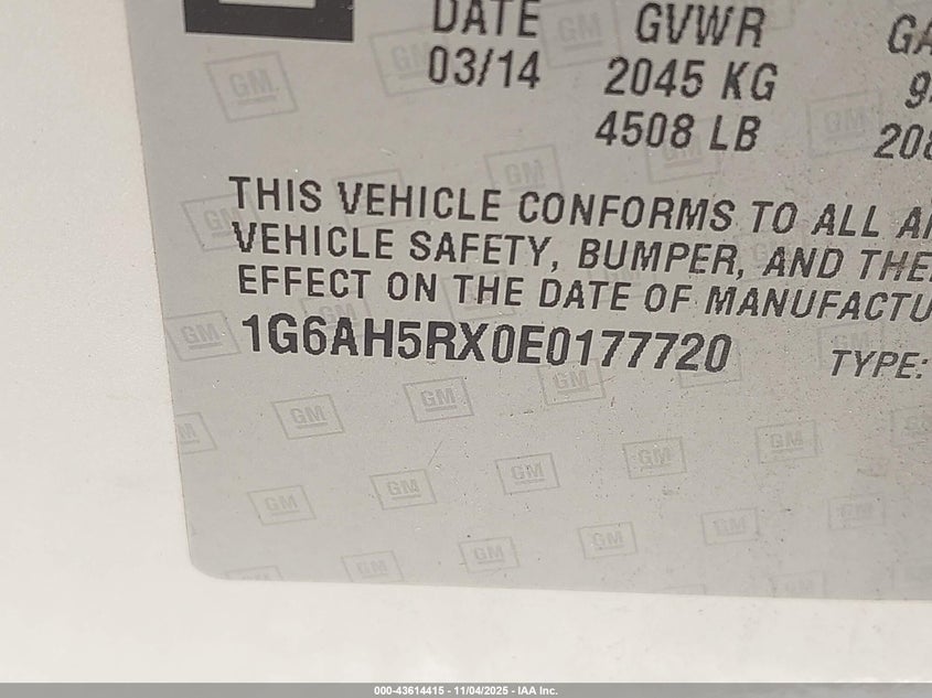 2014 CADILLAC ATS LUXURY - 1G6AH5RX0E0177720