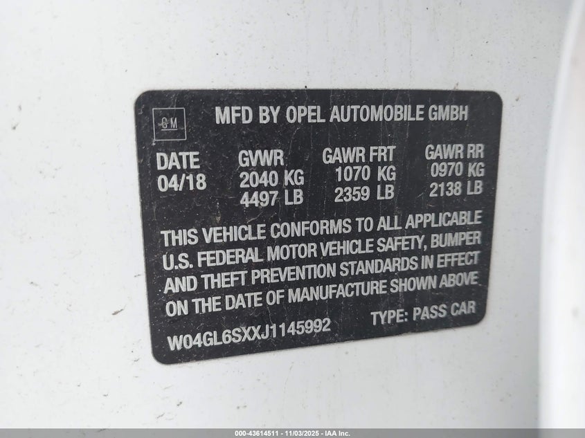 2018 BUICK REGAL SPORTBACK PREFERRED - W04GL6SXXJ1145992