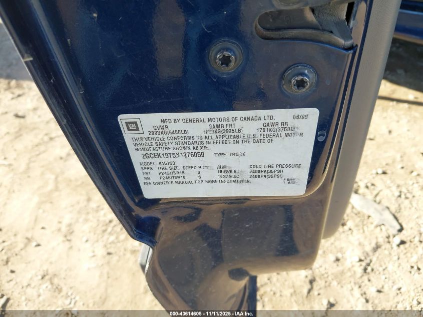 1999 Chevrolet Silverado 1500 Ls VIN: 2GCEK19T5X1276059 Lot: 43614605