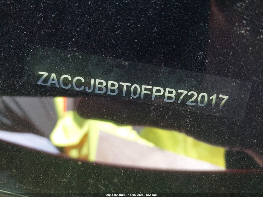 2015 Jeep Renegade Latitude VIN: ZACCJBBT0FPB72017 Lot: 43614803