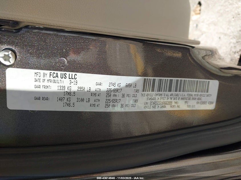 2019 DODGE GRAND CARAVAN SXT 2C4RDGCG1KR662899