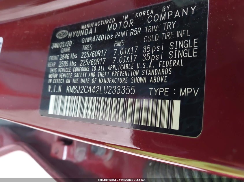 2020 HYUNDAI TUCSON SE - KM8J2CA42LU233355
