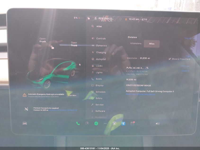 2022 Tesla Model 3 Long Range Dual Motor All-Wheel Drive VIN: 5YJ3E1EB3NF196426 Lot: 43615161