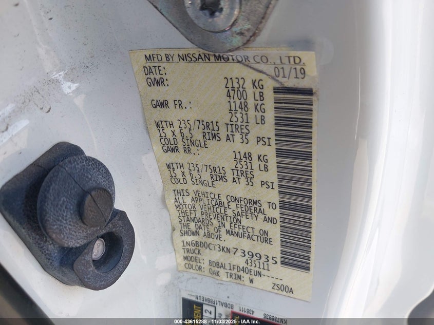 2019 NISSAN FRONTIER S - 1N6BD0CT3KN739935