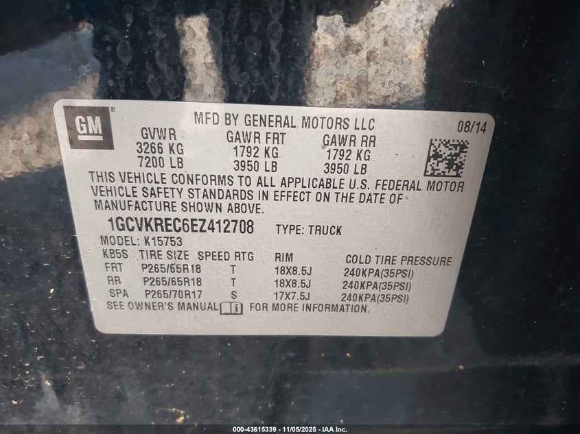 2014 CHEVROLET SILVERADO 1500 1LT - 1GCVKREC6EZ412708