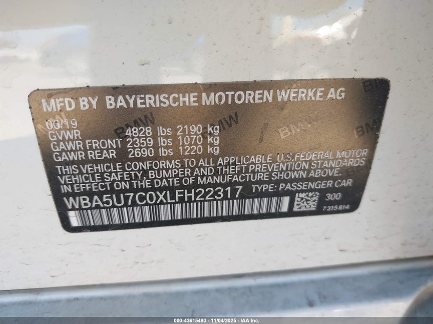 2020 BMW 3 SERIES M340I WBA5U7C0XLFH22317
