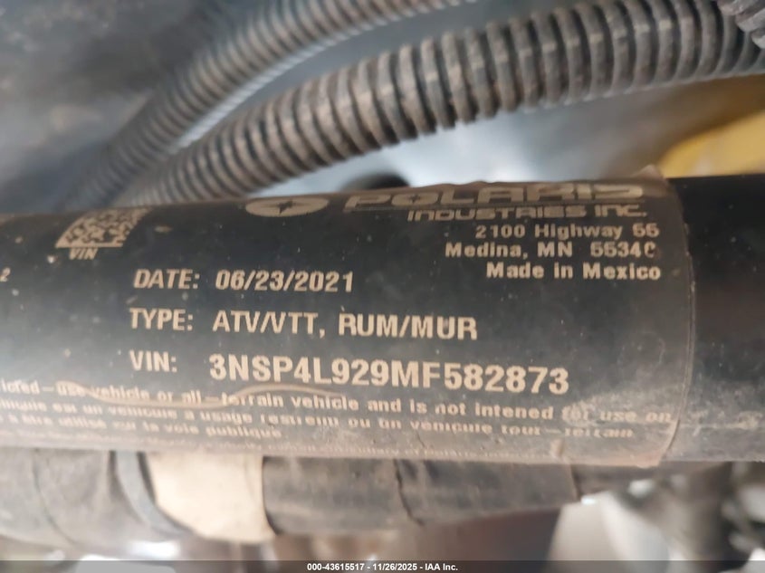 2021 Polaris Rzr Turbo S 4 VIN: 3NSP4L929MF582873 Lot: 43615517