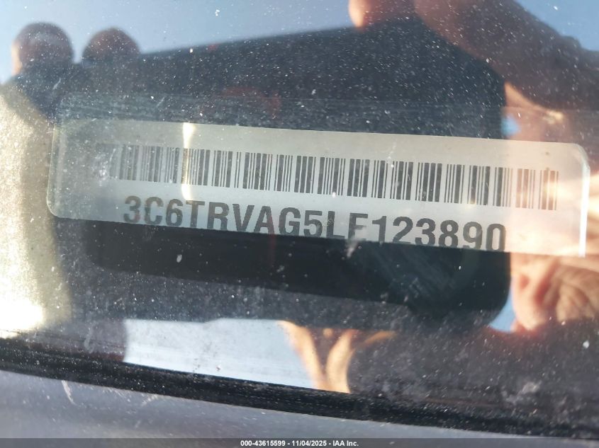 2020 Ram Promaster 1500 Low Roof 136 Wb VIN: 3C6TRVAG5LE123890 Lot: 43615599