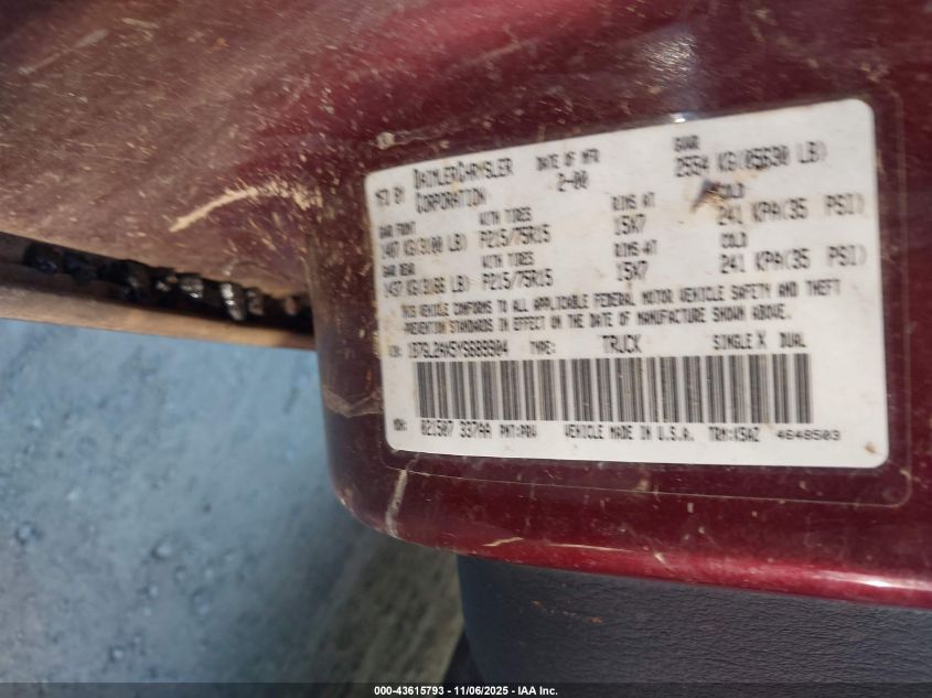 2000 Dodge Dakota Slt/Sport VIN: 1B7GL2AX5YS689904 Lot: 43615793