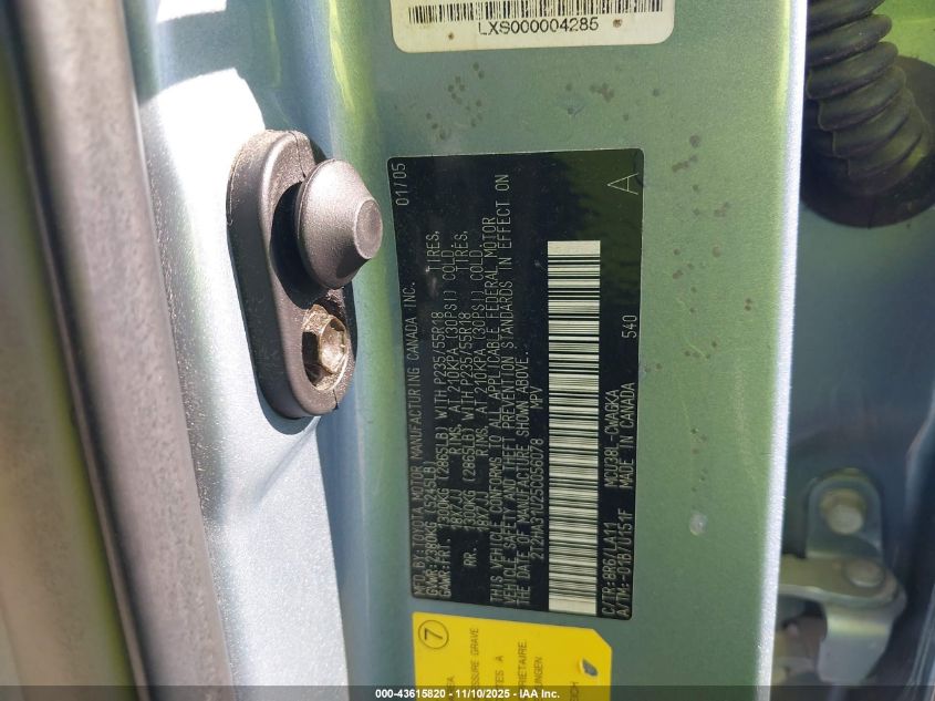 2005 Lexus Rx 330 VIN: 2T2HA31U25C056078 Lot: 43615820