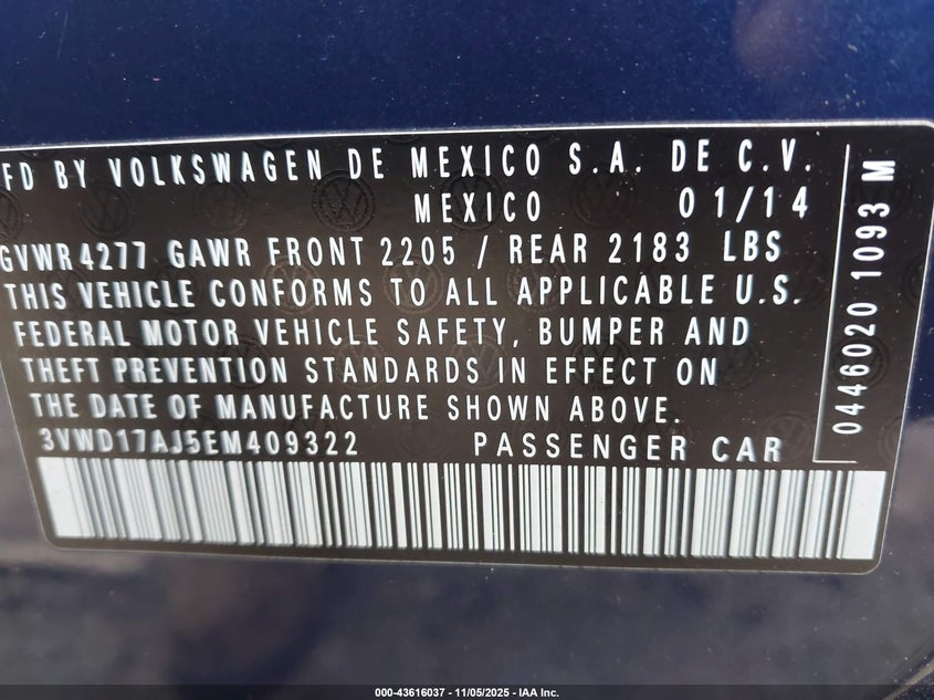 2014 VOLKSWAGEN JETTA 1.8T SE - 3VWD17AJ5EM409322