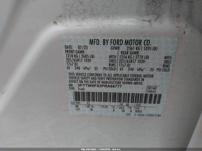 2023 FORD MAVERICK XLT 3FTTW8F93PRA66777