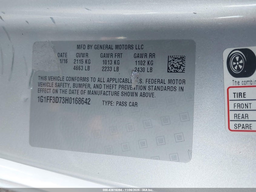 2017 CHEVROLET CAMARO 1SS 1G1FF3D73H0168642