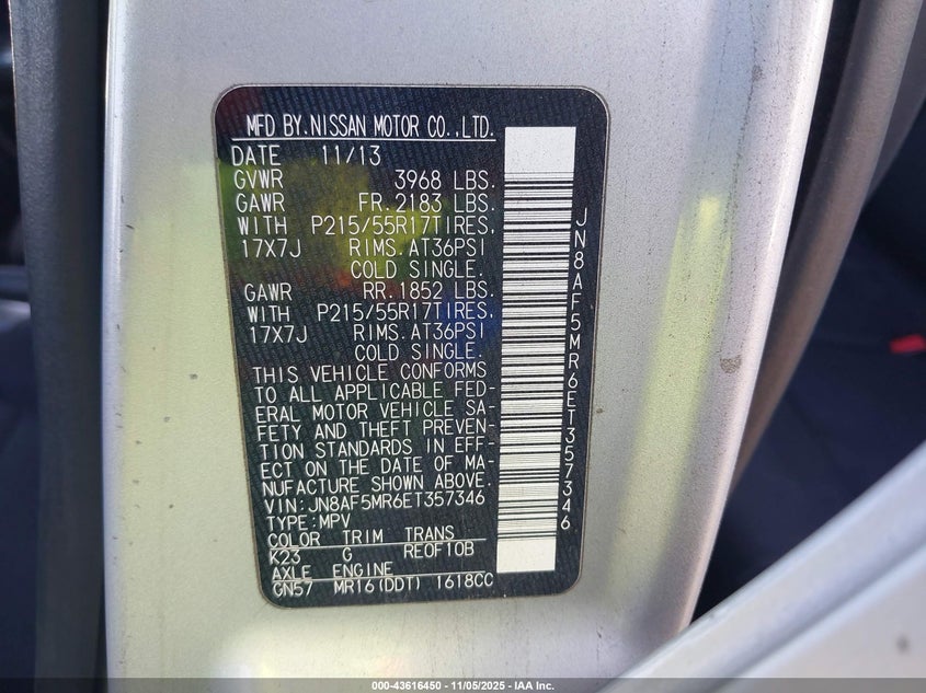 2014 NISSAN JUKE S - JN8AF5MR6ET357346