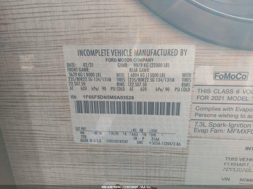 1F66F5DN5M0A03528 2021 FORD  photo no. 9