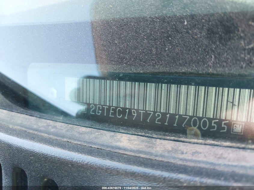2002 GMC Sierra 1500 Sle VIN: 2GTEC19T721170055 Lot: 43616579