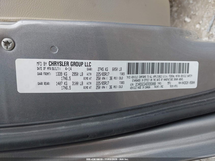 2014 DODGE GRAND CARAVAN SXT - 2C4RDGCG4ER393088