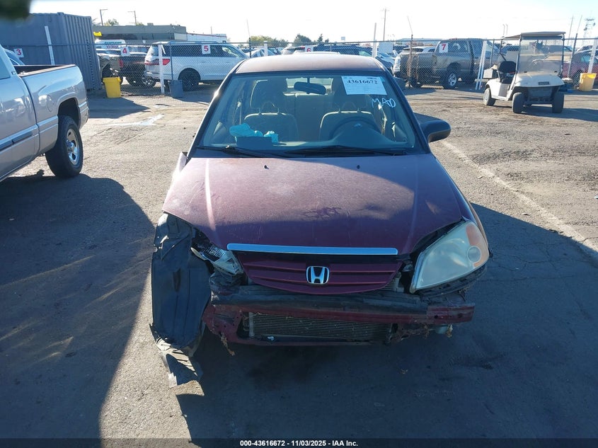 2003 Honda Civic Lx VIN: 2HGES15543H571261 Lot: 43616672