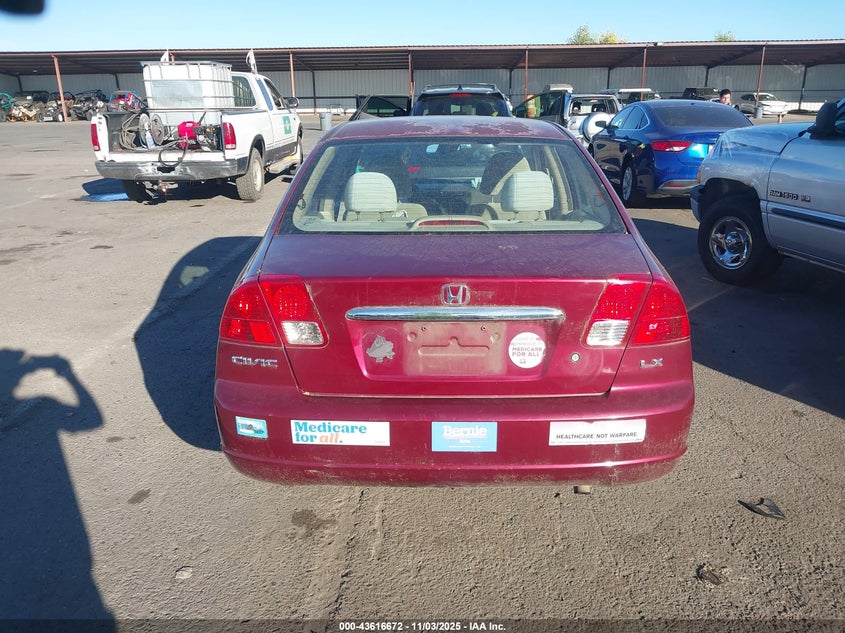 2003 Honda Civic Lx VIN: 2HGES15543H571261 Lot: 43616672