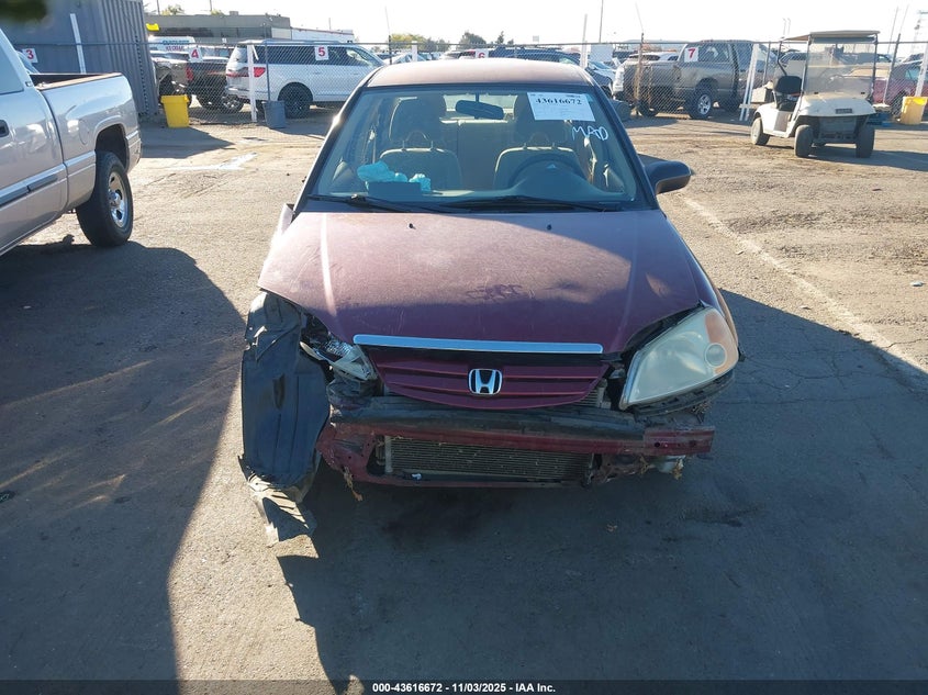 2003 Honda Civic Lx VIN: 2HGES15543H571261 Lot: 43616672