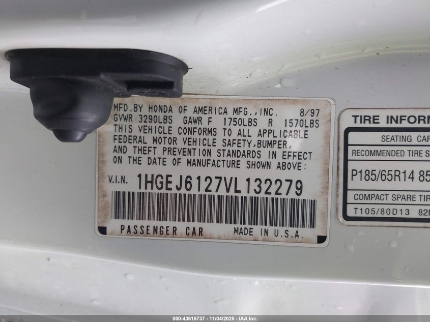 1HGEJ6127VL132279 1997 HONDA CIVIC photo no. 9
