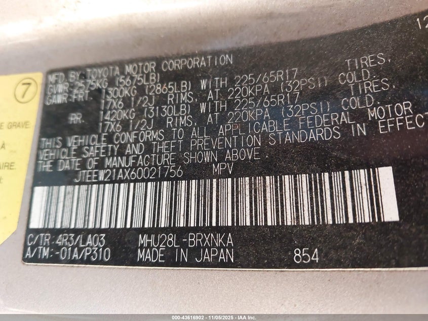 JTEEW21AX60021756 2006 TOYOTA HIGHLANDER photo no. 9