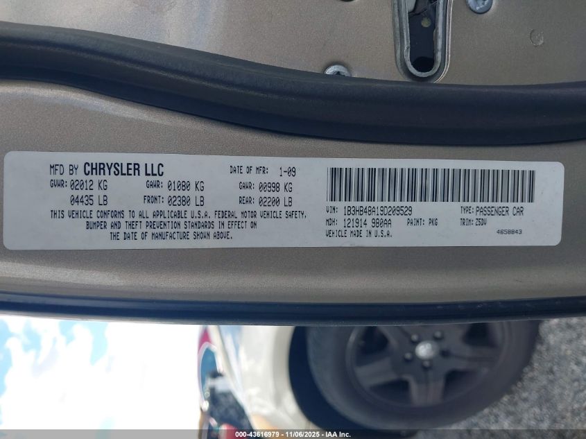 2009 Dodge Caliber Sxt VIN: 1B3HB48A19D209529 Lot: 43616979