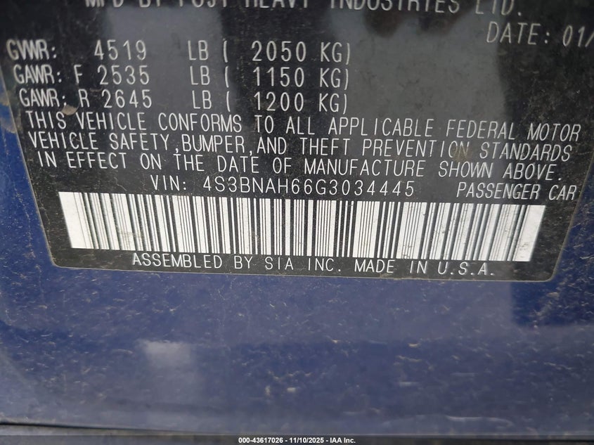 4S3BNAH66G3034445 2016 SUBARU LEGACY photo no. 9