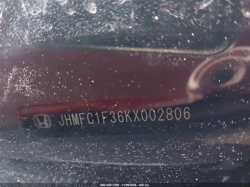 2019 HONDA CIVIC EX - JHMFC1F36KX002806