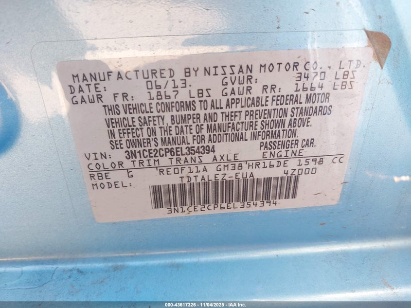 2014 NISSAN VERSA NOTE SV 3N1CE2CP6EL354394