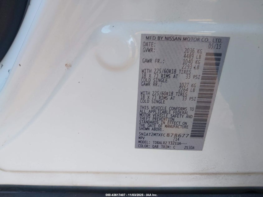 2015 NISSAN ROGUE SL - 5N1AT2MTXFC878677