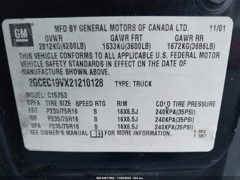 2GCEC19VX21210128 2002 CHEVROLET SILVERADO photo no. 9