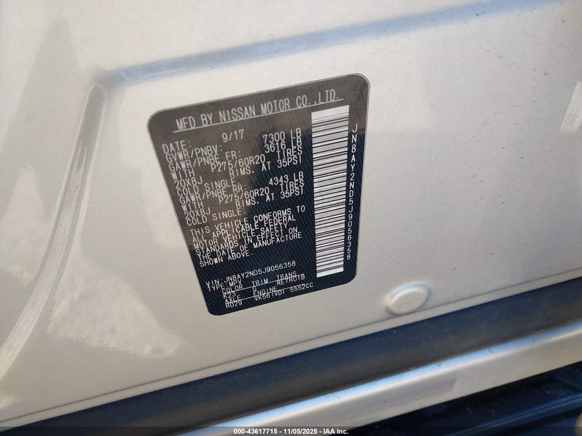 2018 NISSAN ARMADA SL - JN8AY2ND5J9056358