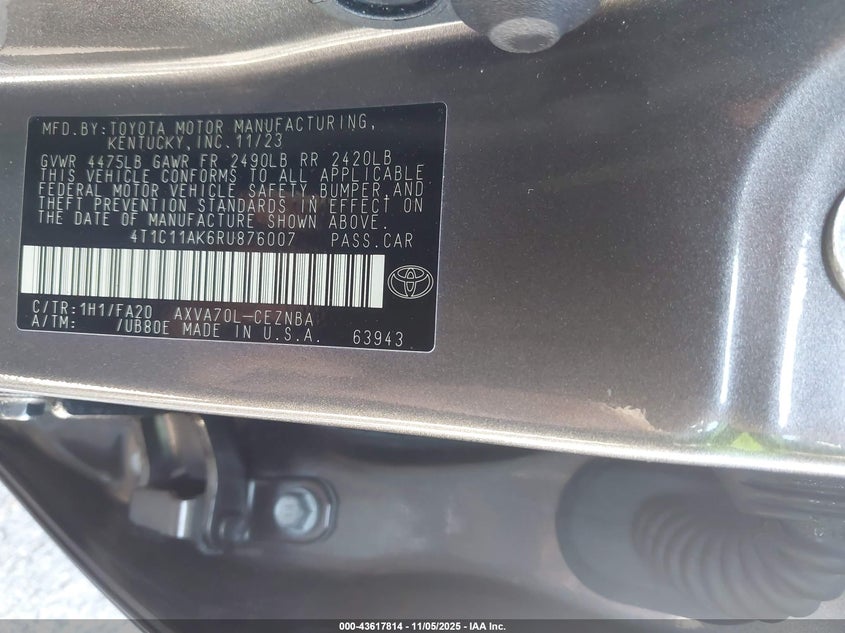 4T1C11AK6RU876007 2024 TOYOTA CAMRY photo no. 9