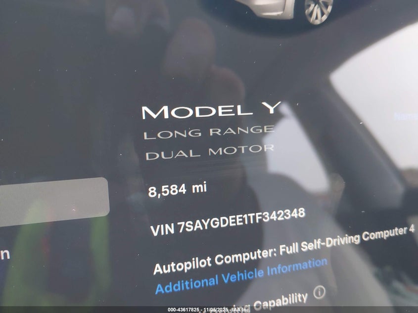 2026 Tesla Model Y Long Range Dual Motor All-Wheel Drive/Long Range Launch Series VIN: 7SAYGDEE1TF342348 Lot: 43617825