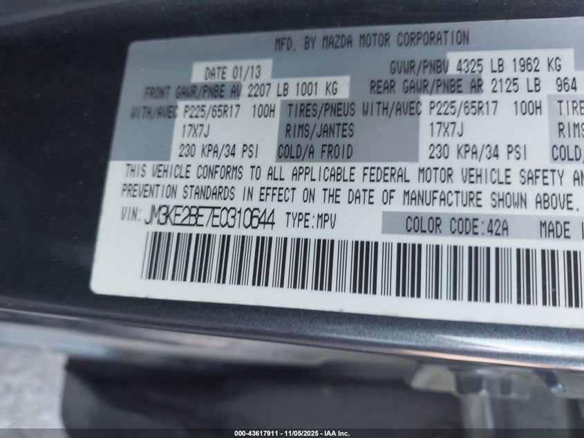 2014 MAZDA CX-5 SPORT - JM3KE2BE7E0310644