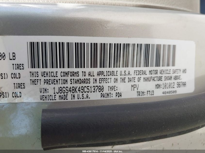 2009 Jeep Grand Cherokee Laredo VIN: 1J8GS48K49C513780 Lot: 43617914