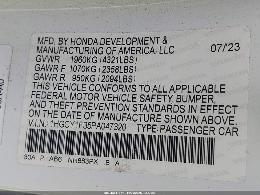 1HGCY1F35PA047320 2023 HONDA ACCORD photo no. 9