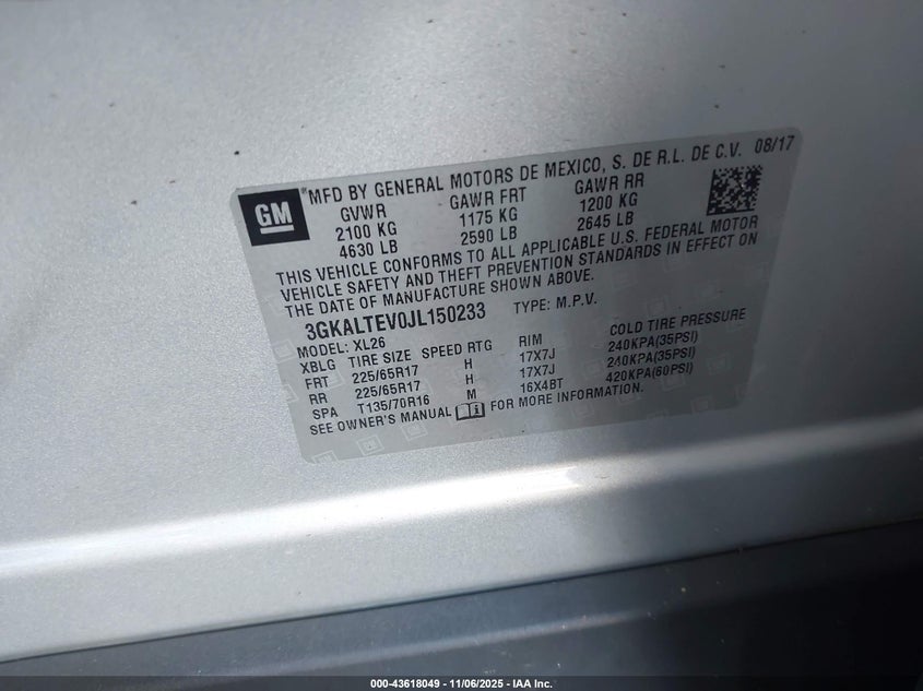 2018 GMC TERRAIN SLE - 3GKALTEV0JL150233