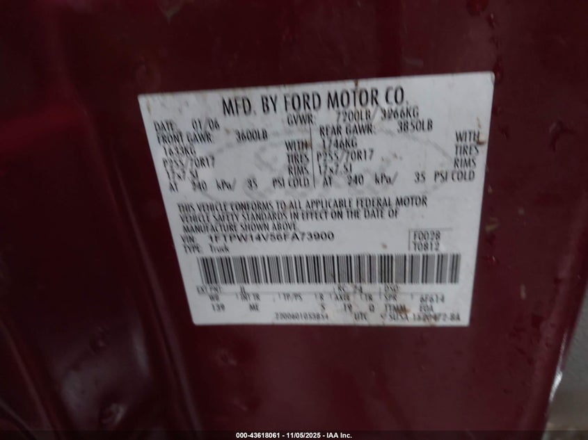 1FTPW14V56FA73900 2006 FORD F-150 photo no. 9