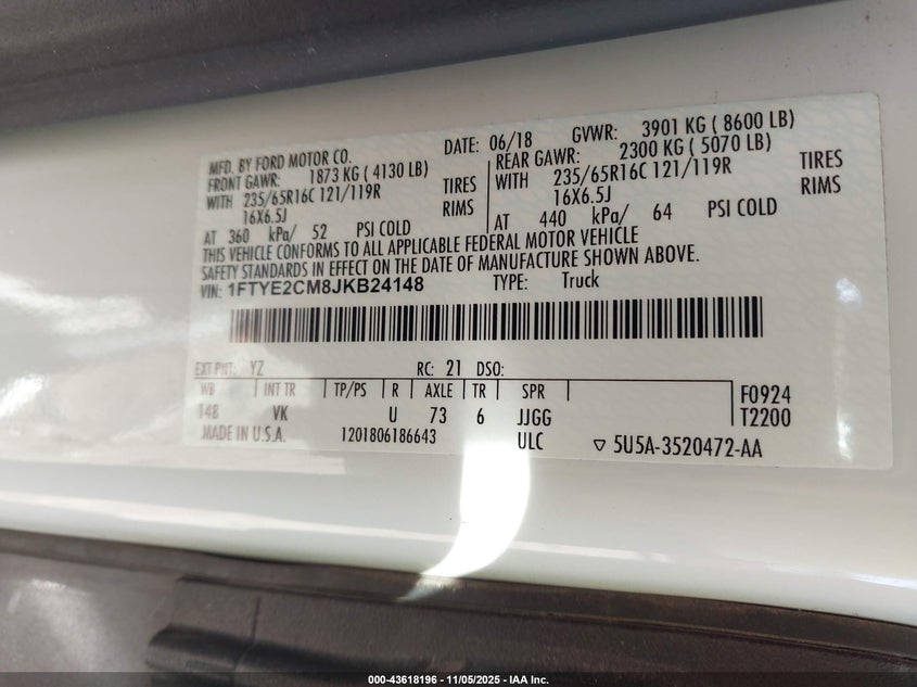 2018 FORD TRANSIT-150 1FTYE2CM8JKB24148