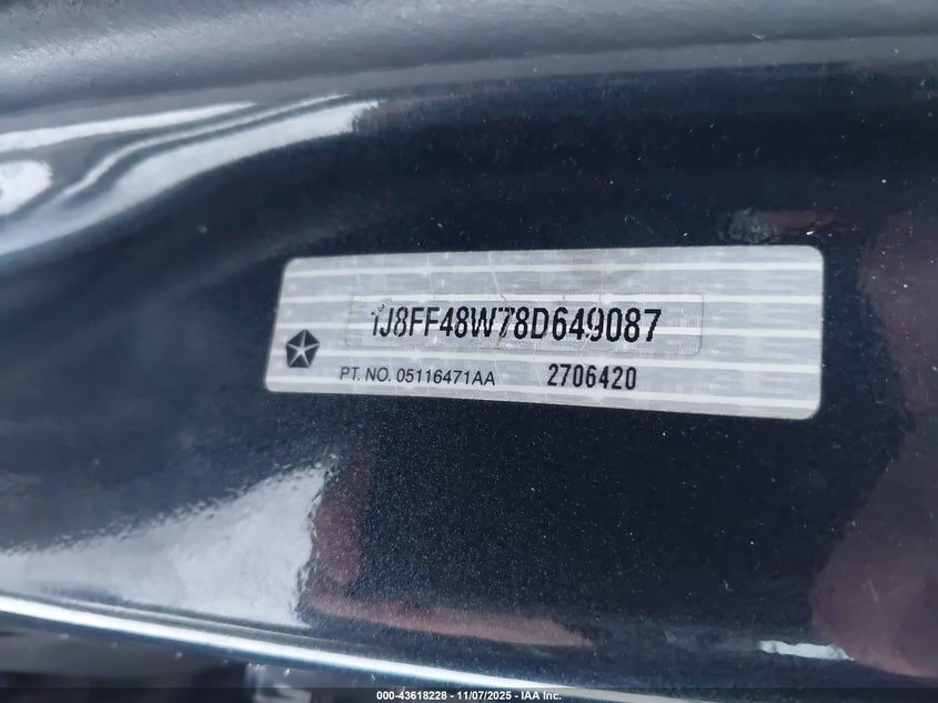 1J8FF48W78D649087 2008 JEEP LIBERTY (PATRIOT) photo no. 9