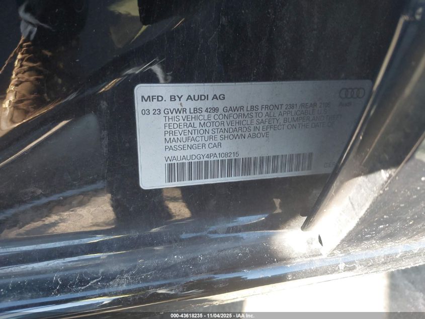2023 Audi A3 Premium 40 Tfsi Front-Wheel Drive S Tronic VIN: WAUAUDGY4PA108215 Lot: 43618235