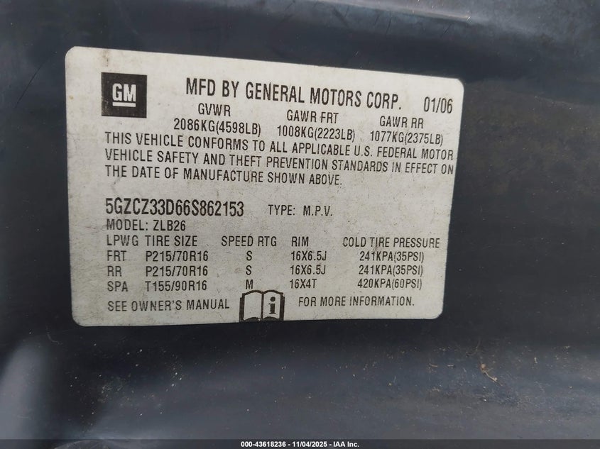 5GZCZ33D66S862153 2006 SATURN VUE photo no. 9